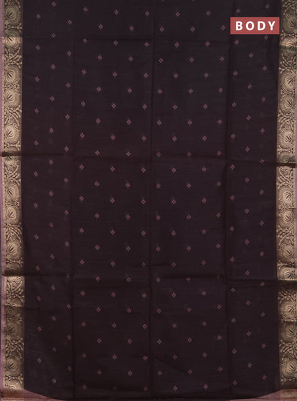 Semi dupion saree coffee brown and rosy brown with allover bandhani thread woven buttas and zari woven butta border