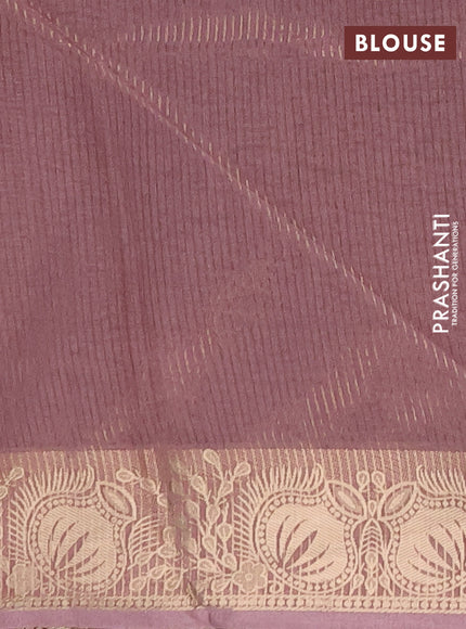 Semi dupion saree coffee brown and rosy brown with allover bandhani thread woven buttas and zari woven butta border