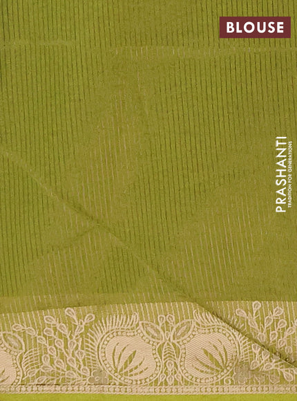 Semi dupion saree sap green and light green with allover bandhani thread woven buttas and zari woven butta border