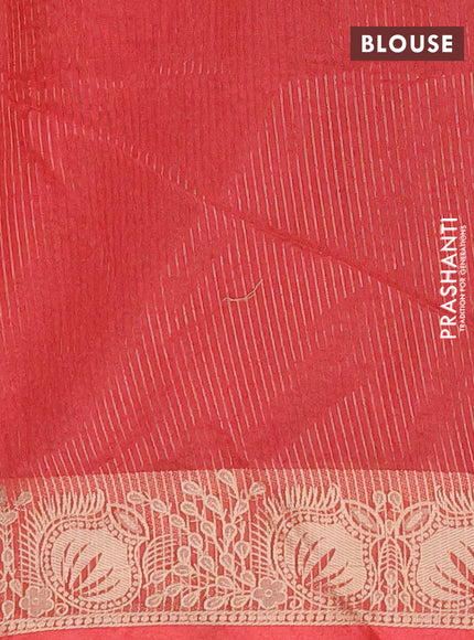 Semi dupion saree maroon and peach orange with allover bandhani thread woven buttas and zari woven butta border