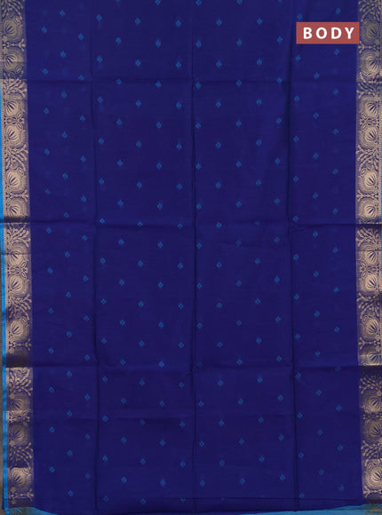 Semi dupion saree navy blue and cs blue with allover bandhani thread woven buttas and zari woven butta border