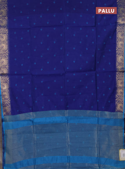 Semi dupion saree navy blue and cs blue with allover bandhani thread woven buttas and zari woven butta border
