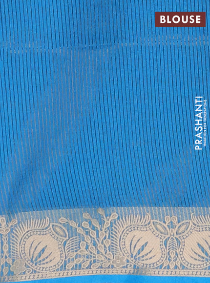 Semi dupion saree navy blue and cs blue with allover bandhani thread woven buttas and zari woven butta border