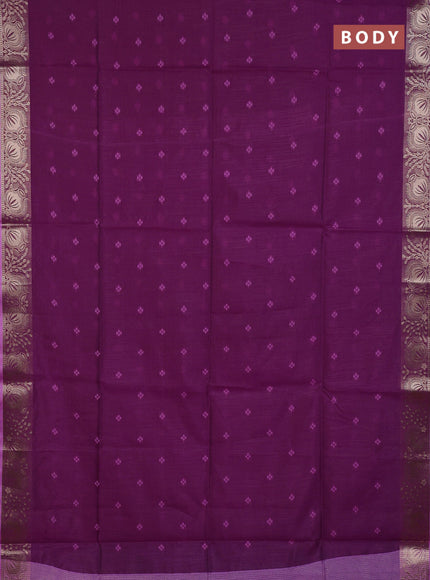 Semi dupion saree purple and lavender with allover bandhani thread woven buttas and zari woven butta border