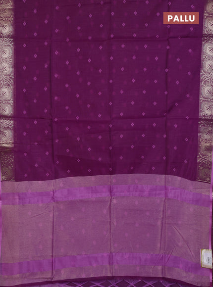 Semi dupion saree purple and lavender with allover bandhani thread woven buttas and zari woven butta border
