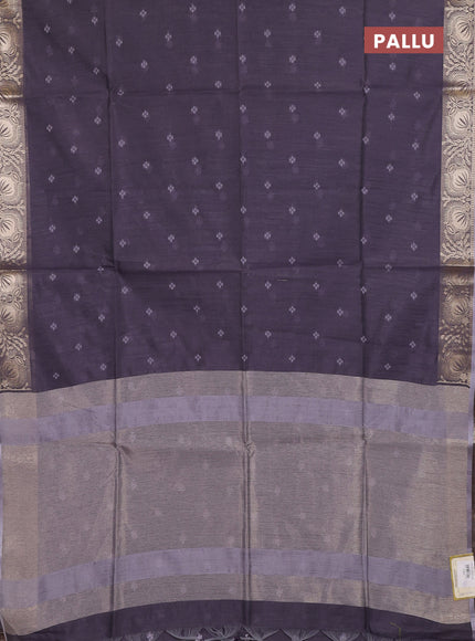 Semi dupion saree elephant grey and grey with allover bandhani thread woven buttas and zari woven butta border