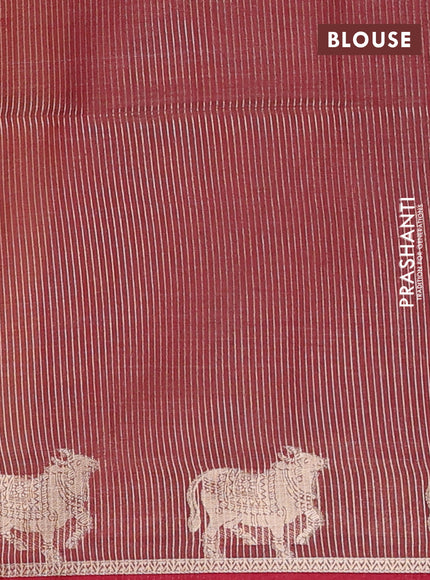 Semi dupion saree beige and maroon with allover bandhani thread woven buttas and pichwai border