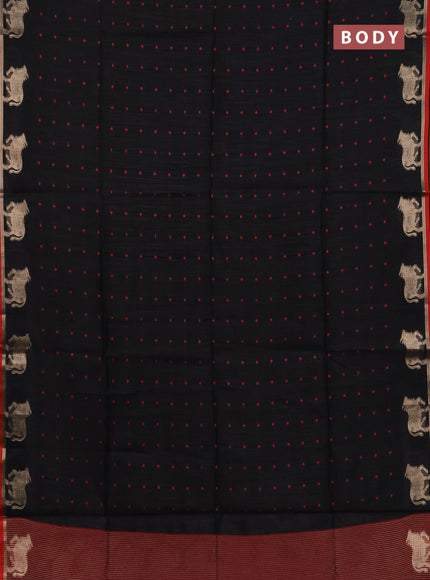 Semi dupion saree black and maroon with allover bandhani thread woven buttas and pichwai border