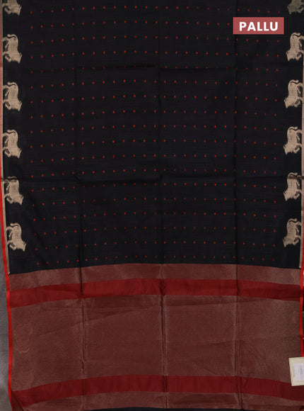Semi dupion saree black and maroon with allover bandhani thread woven buttas and pichwai border
