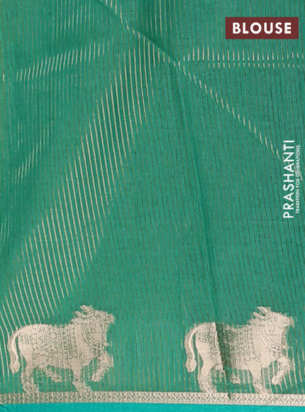 Semi dupion saree light green and teal green with allover bandhani thread woven buttas and pichwai border