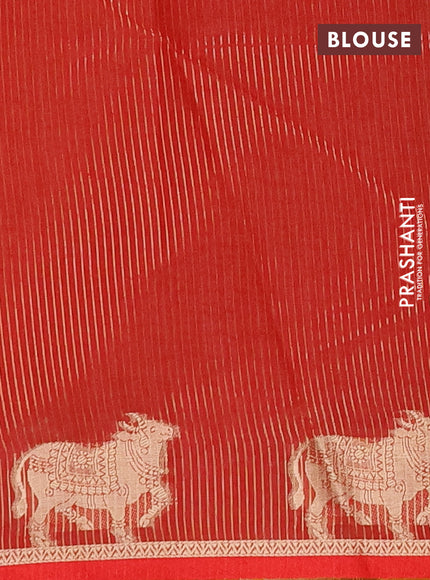 Semi dupion saree sunset orange and red with allover bandhani thread woven buttas and pichwai border