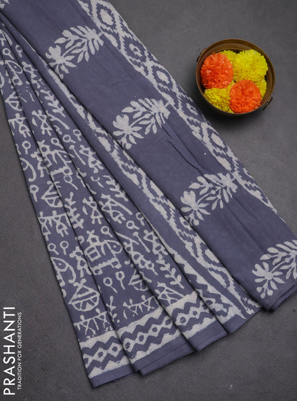 Jaipur cotton saree grey with allover waril prints and printed border
