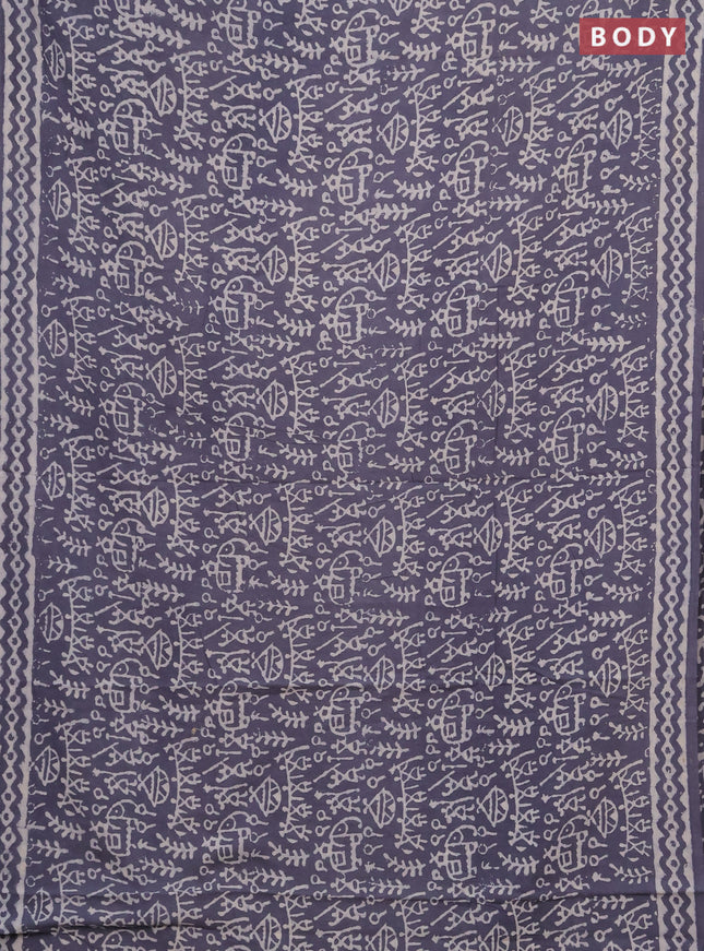 Jaipur cotton saree grey with allover waril prints and printed border