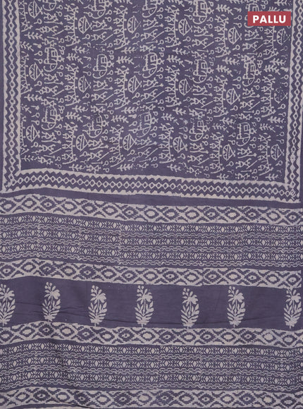 Jaipur cotton saree grey with allover waril prints and printed border