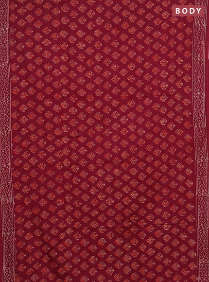 Jaipur cotton saree wine shade with allover butta prints and printed border