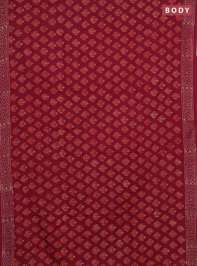 Jaipur cotton saree wine shade with allover butta prints and printed border