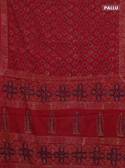 Jaipur cotton saree red with allover butta prints and printed border