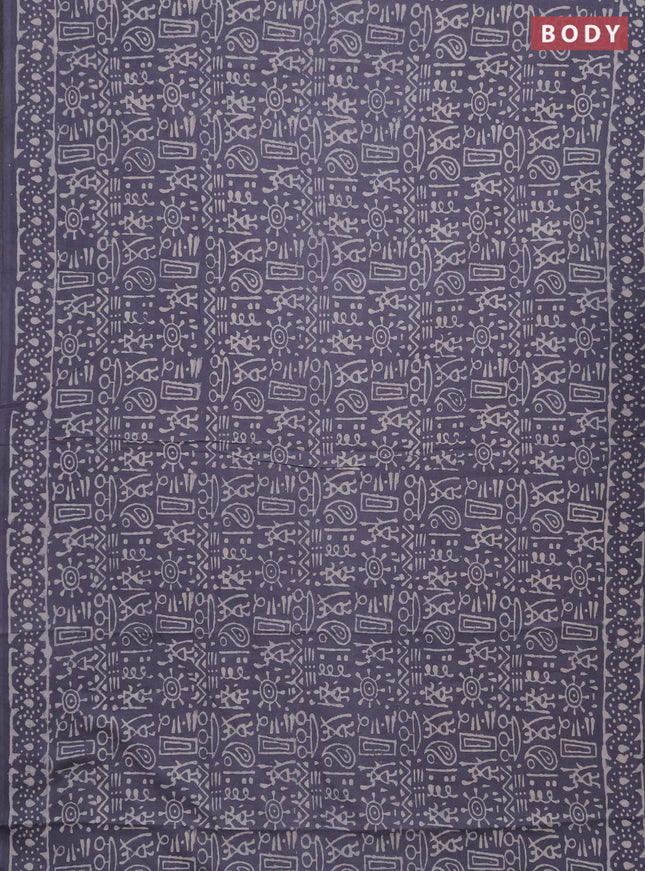 Jaipur cotton saree grey with allover waril prints and printed border