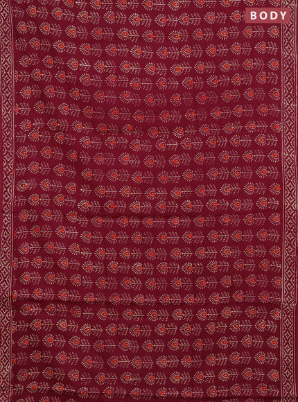 Jaipur cotton saree wine shade with allover butta prints and printed border