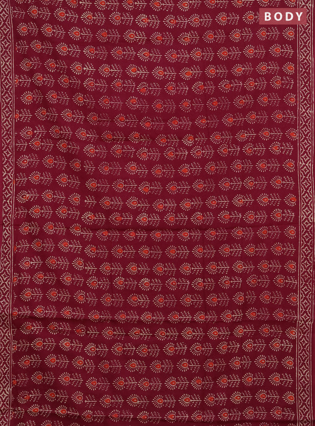 Jaipur cotton saree wine shade with allover butta prints and printed border