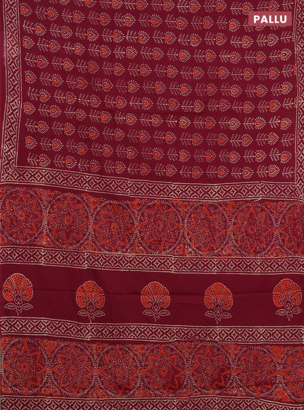 Jaipur cotton saree wine shade with allover butta prints and printed border