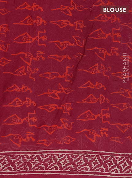 Jaipur cotton saree wine shade with allover butta prints and printed border