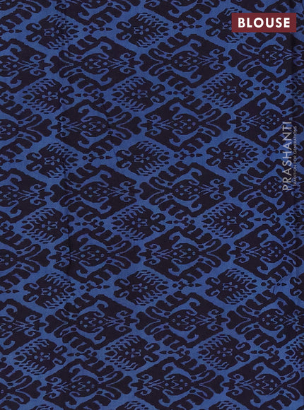 Jaipur cotton saree indigo blue with allover prints and printed border