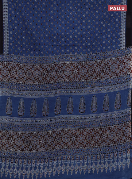 Jaipur cotton saree indigo blue with allover butta prints and printed border