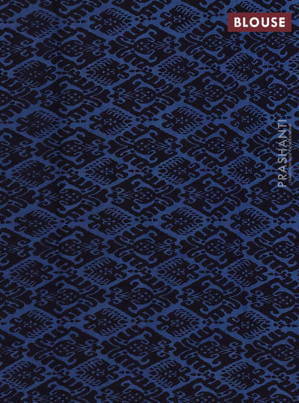 Jaipur cotton saree indigo blue with allover butta prints and printed border