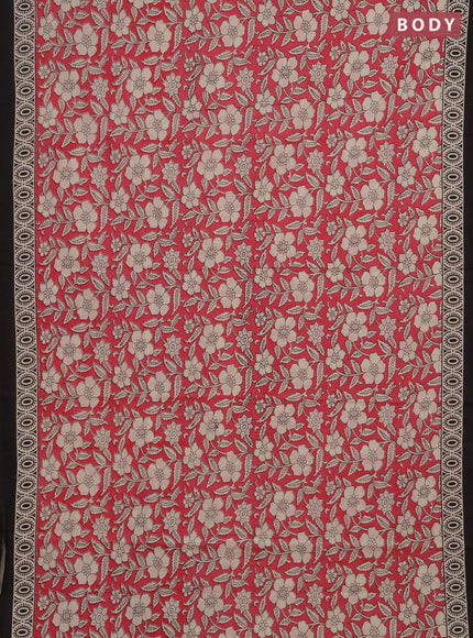 Jaipur cotton saree pink beige and black with allover floral prints and printed border