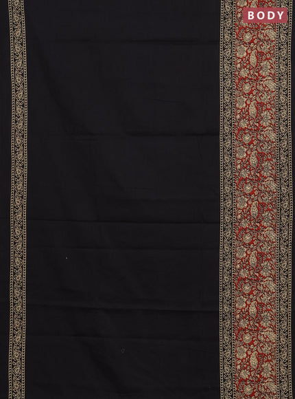 Jaipur cotton saree black and maroon with plain body and printed border