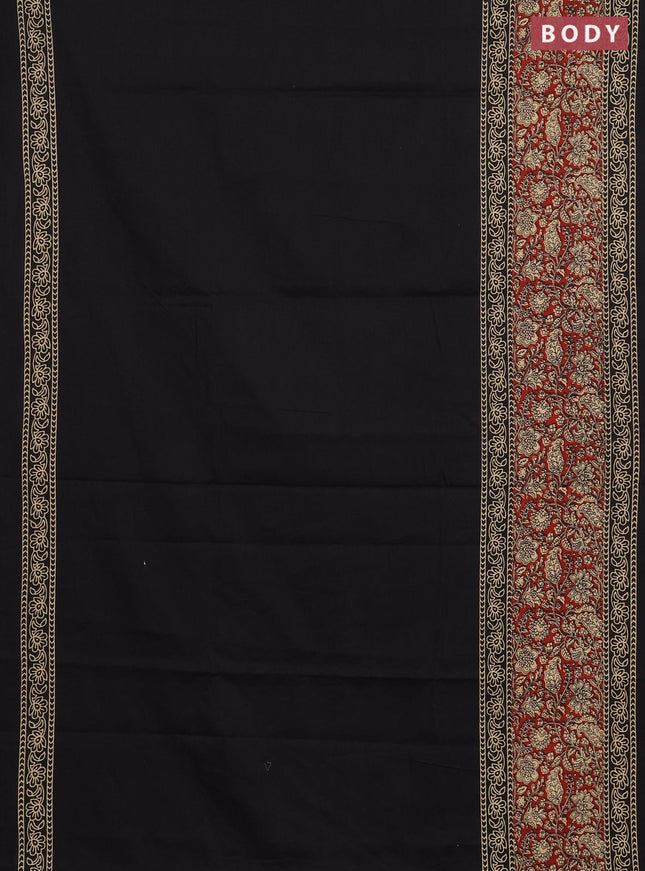 Jaipur cotton saree black and maroon with plain body and printed border