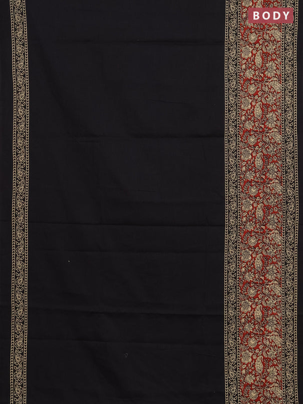 Jaipur cotton saree black and maroon with plain body and printed border