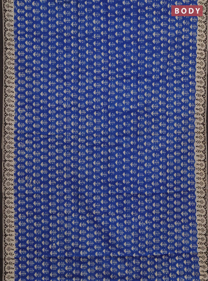 Jaipur cotton saree blue and black with allover butta prints and printed border