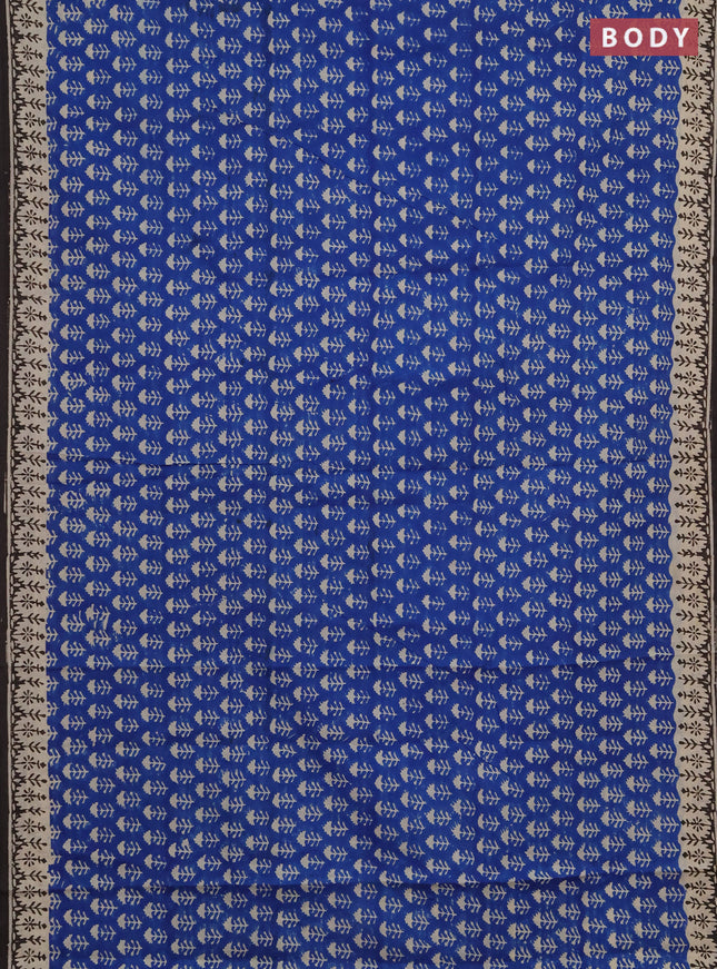 Jaipur cotton saree blue and black with allover butta prints and printed border
