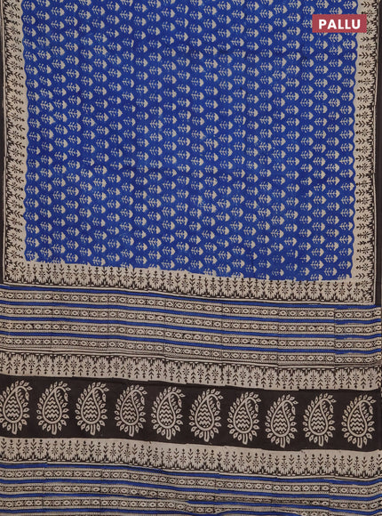 Jaipur cotton saree blue and black with allover butta prints and printed border