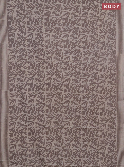 Jaipur cotton saree grey with allover prints and printed border