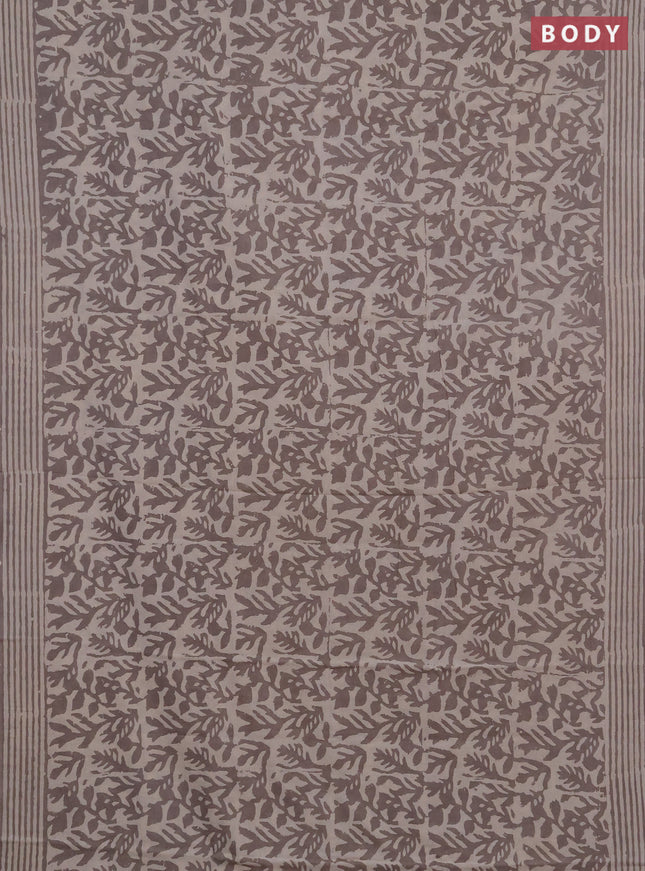 Jaipur cotton saree grey with allover prints and printed border