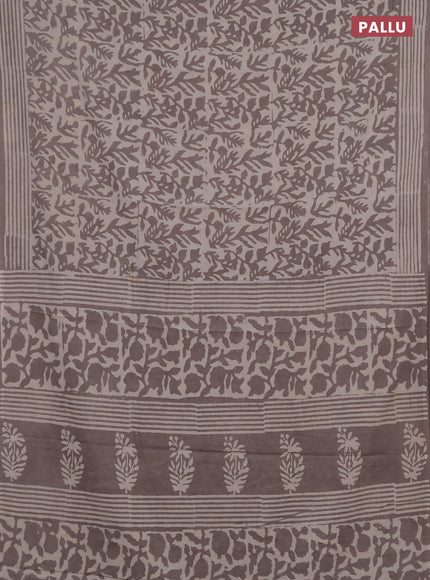 Jaipur cotton saree grey with allover prints and printed border