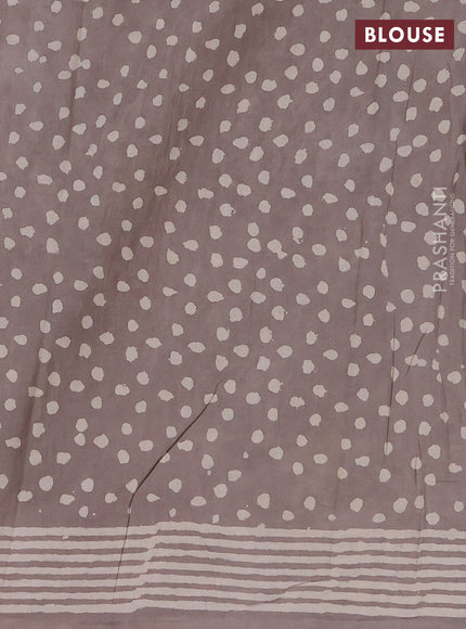 Jaipur cotton saree grey with allover prints and printed border