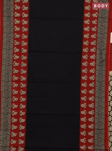 Jaipur cotton saree black and maroon with plain body and long printed border