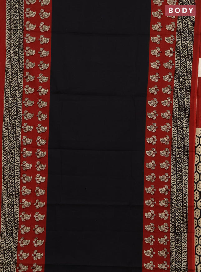 Jaipur cotton saree black and maroon with plain body and long printed border