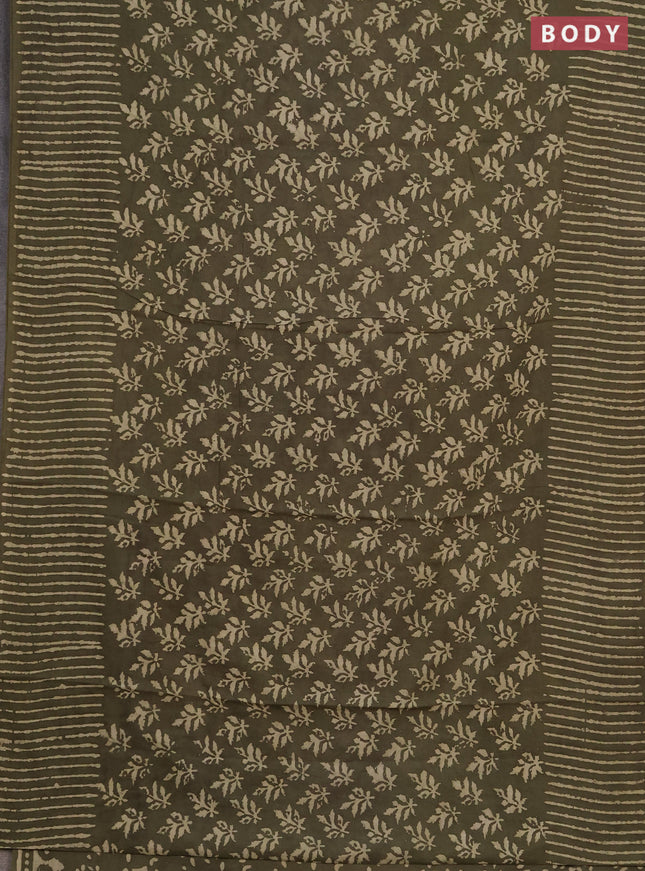 Jaipur cotton saree elaichi green with allover butta prints and printed border