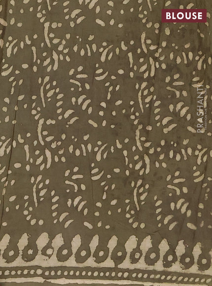 Jaipur cotton saree elaichi green with allover butta prints and printed border