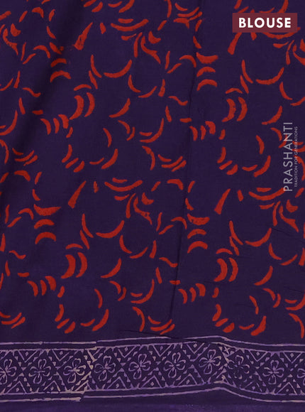 Jaipur cotton saree deep purple with allover paisley butta prints and printed border