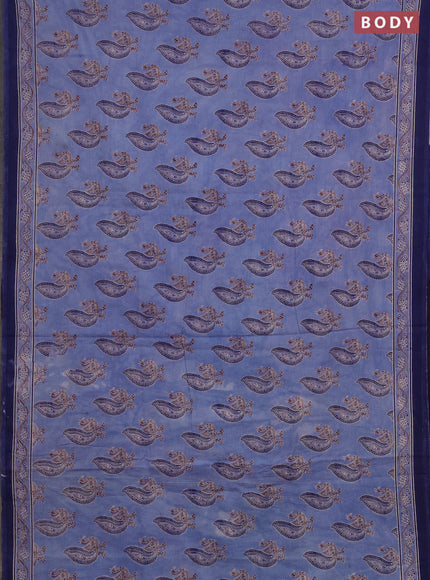 Jaipur cotton saree pastel blue and blue with allover annam butta prints and printed border