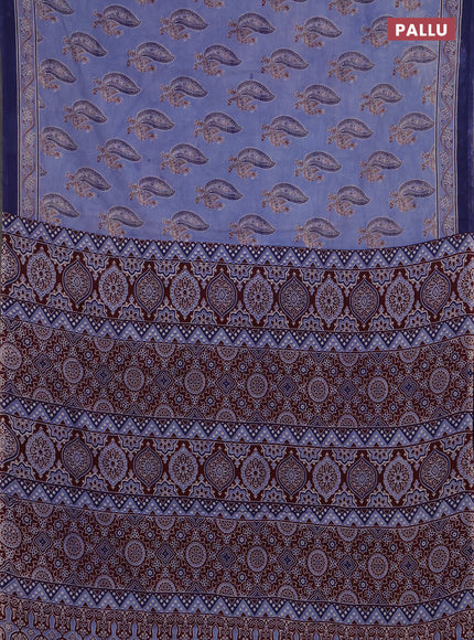 Jaipur cotton saree pastel blue and blue with allover annam butta prints and printed border