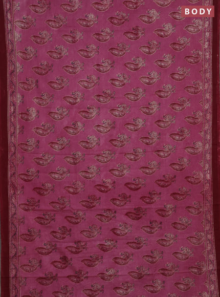 Jaipur cotton saree mauve pink and maroon with allover annam butta prints and printed border