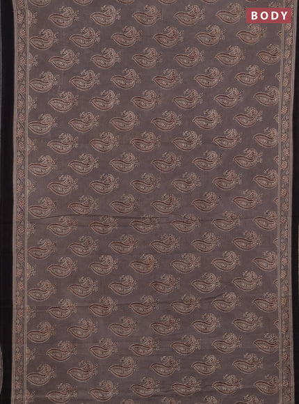 Jaipur cotton saree grey with allover annam butta prints and printed border