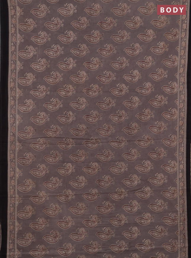 Jaipur cotton saree grey with allover annam butta prints and printed border